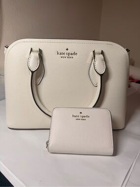 Kate Spade New York Darcy Small Satchel White Refined Grain Leather Handbag